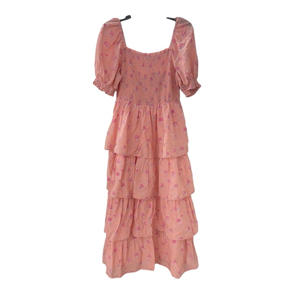 LoveShackFancy Pink Floral Midi Dress